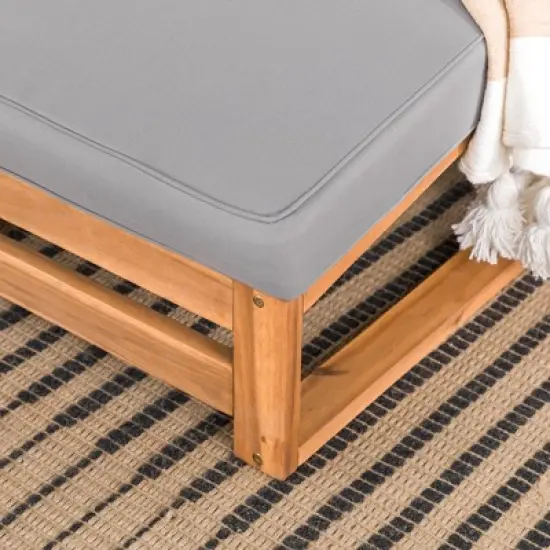 Galia 2pc Square Leg Acacia Wood Chair and Ottoman with Cushions - Brown - Saracina Home image {6}