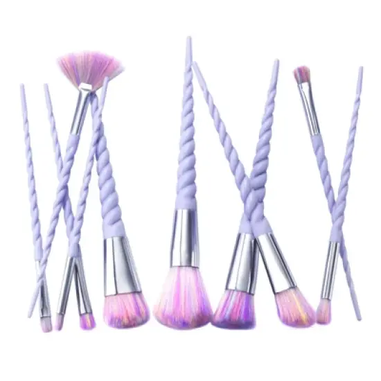 Zodaca 10 Piece Set Makeup Brush Set with Spiral Handle, Purple image {2}
