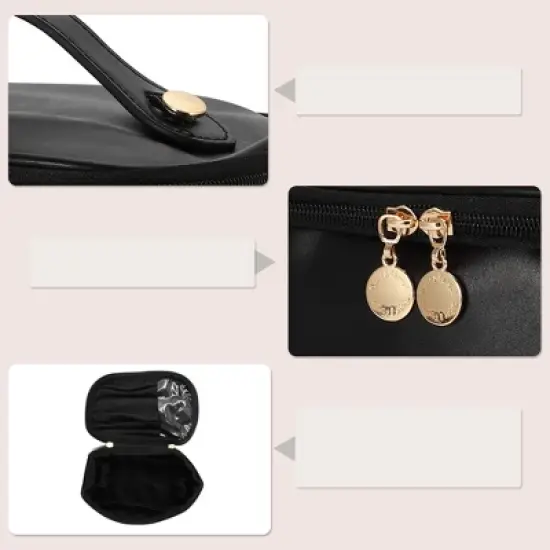 Unique Bargains PU Leather Waterproof  Travel Makeup Bag 1 Pc image {2}