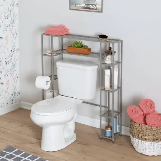 Honey-Can-Do 5-Tier Over the Toilet Steel Storage Shelf Silver image {6}