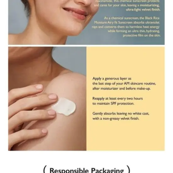 Haruharu Wonder Black Rice Moisture AiryFit Daily Sunscreen Unscented SPF 50 PA++++ (1.69 oz) Very High Sun Protection | Non-Greasy | Velvet Finish image {6}