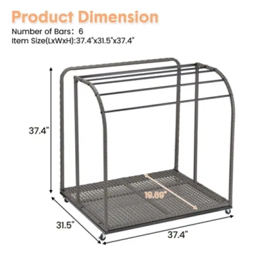 ODK Towel Rack, 5 Bar Pool Towel Rack with Rattan Base, Outdoor Towel Rack, Storage Organizer with Compartment for Outdoor/Indoor image {2}