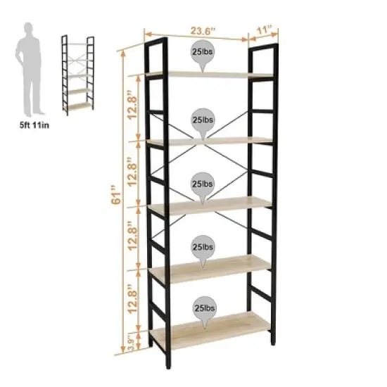 Bestier 5 Tier Adjustable Multifunctional Storage Display Bookcase 26 Inch image {1}