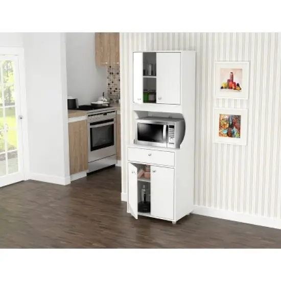 1 Drawer Kitchen/Microwave Storage Cabinet with Open Space White - Inval image {2}