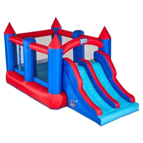 Sunny & Fun Inflatable Bounce House, Dual Slide Bouncy Castle image {1}