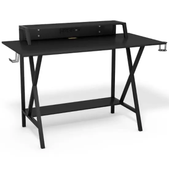 Tangkula Gaming Desk& Massage Gaming Chair Set Gamer Workstation with Headphone Hook image {3}