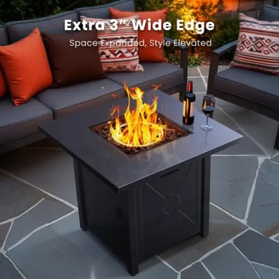 R.W. FLAME 28" 40,000 BTU Square Outdoor Propane Fire Pit Table with Lid & Rain Cover   &ndash; Perfect for Patio, Deck, Garden, and Parties image {6}