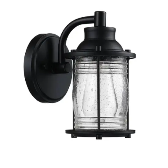 Outdoor Wall Light with Glass Shade Black - Wellfor image {2}