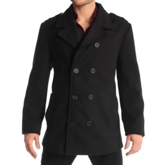 Alpine Swiss Jake Mens Wool Pea Coat Double Breasted Peacoat Jacket image {1}