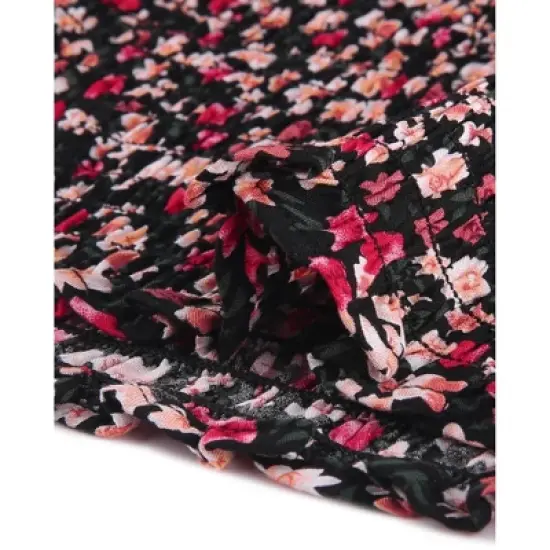 Allegra K Women's Puff Short Sleeve Sweetheart Neck Floral Smocked Bodycon Mini Dress image {4}