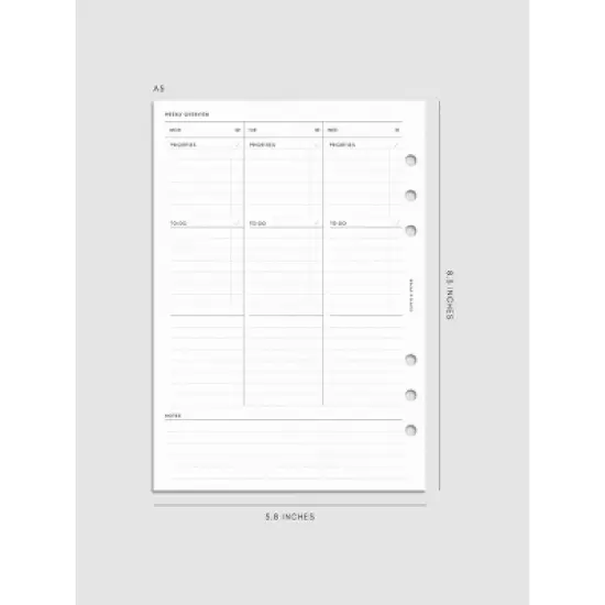 2026 Dated Weekly Task Planner Insert | Monday Start | Cloth & Paper image {9}