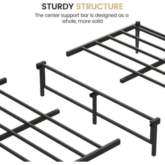 Garvee Bed Frame with Wooden Headboard and Footboard,Metal Bed Frame, No Box Spring Needed, 14 inch Easy to Assemble Noise Free Mattress Foundation image {5}