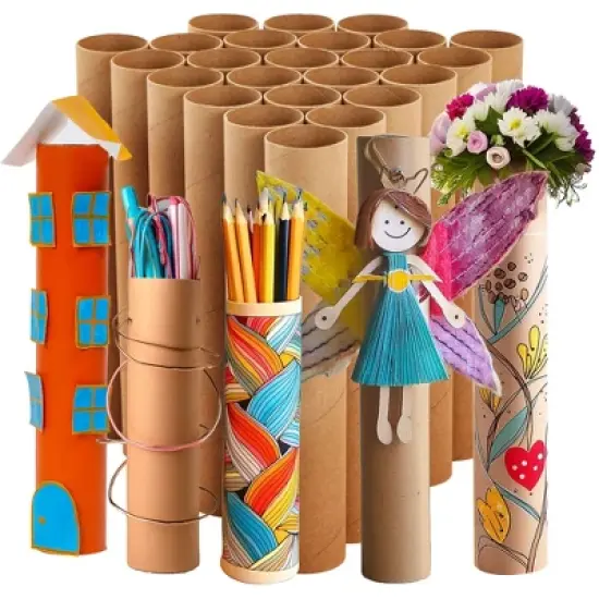 Bright Creations 24 Pack Brown Cardboard Tubes for Crafts, Empty Paper Towel Rolls for DIY Projects, Classrooms (1.7x10 in) image {8}
