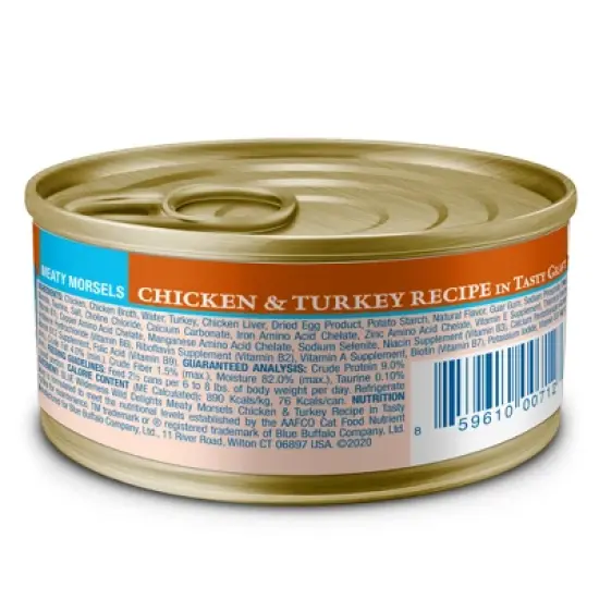 Blue Buffalo Wilderness Wild Delights High Protein Grain Free Natural Adult Meaty Morsels Wet Cat Food with Chicken & Turkey - 3oz image {1}