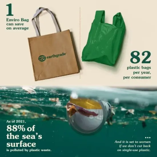 EARTHGRADE Reusable Grocery Shopping Bag Sustainable & Eco Friendly Washable Paper Totes with Cotton Canvas Handles & Durable Seams (Standard) image {6}