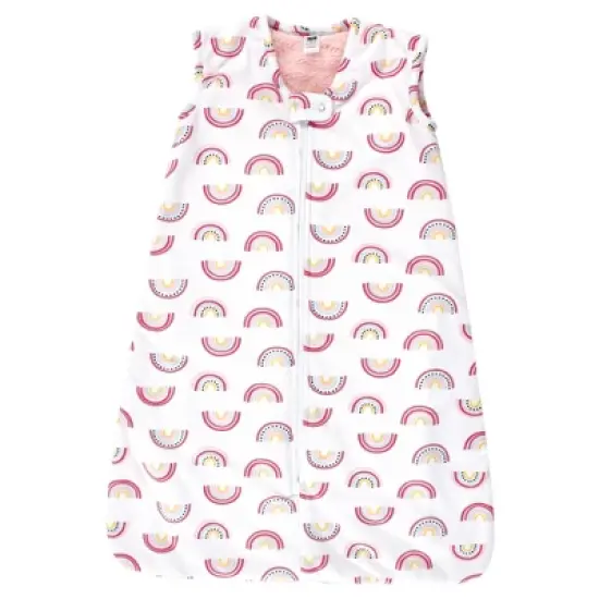 Hudson Baby Infant Girl Plush Faux Fur Sleeping Bag, Wearable Blanket, Modern Rainbow image {2}