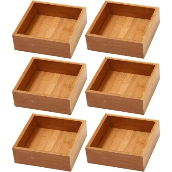YBM HOME Bamboo Drawer Organizer Storage Box for Kitchen Drawer, Junk Drawer, Office, Bedroom, Children Room, Craft, Sewing, and Bathroom, Pack of 6 image {14}
