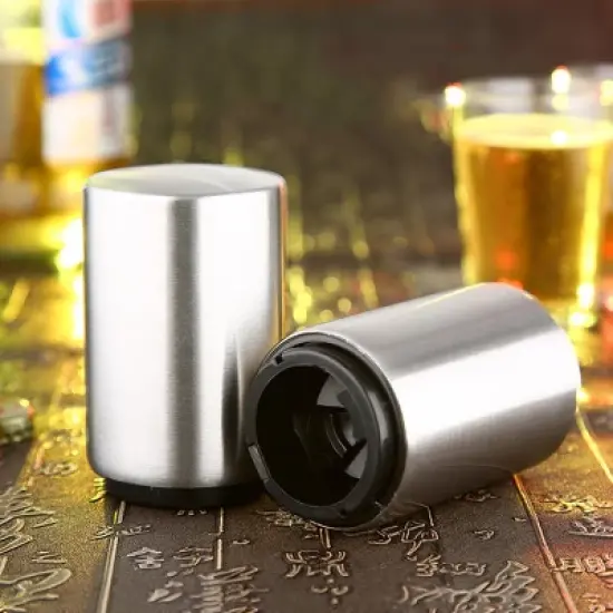 Magnetic Automatic Bottle Cap Opener Stainless Steel Push Down Bottle Opener Kitchen Gadgets image {8}