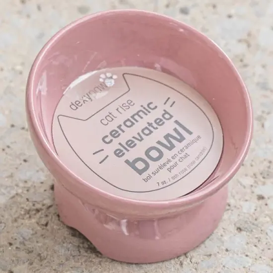 Dexypaws: Elevated Ceramic Bowl For Cats - Ash Blush - 7oz Capacity image {3}