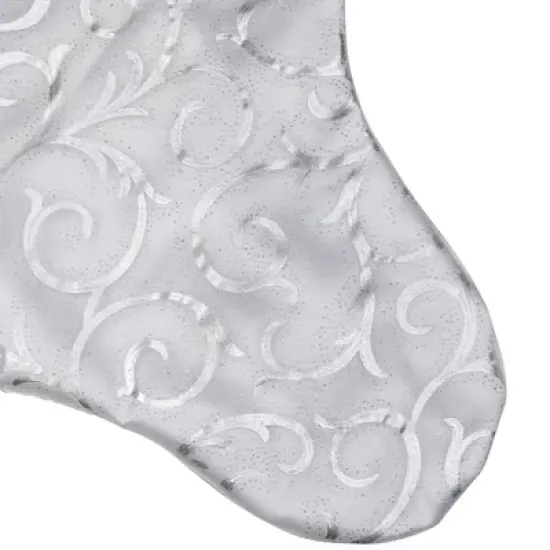 Northlight 19&rdquo; White and Silver Filigree Christmas Stocking with Bows image {4}