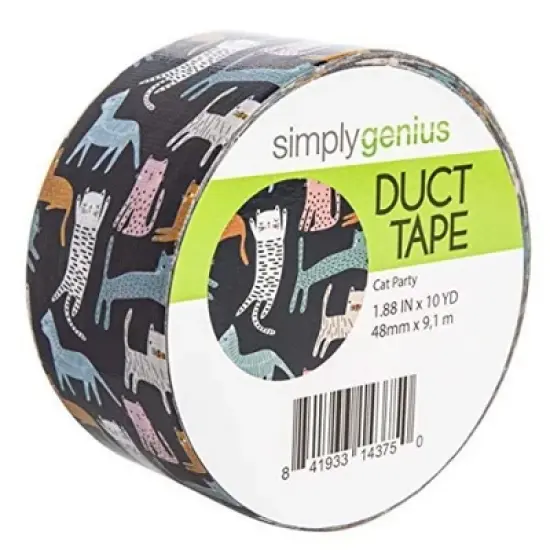 Simply Genius Pattern Duct Tape Heavy Duty, Colorful Craft Supplies for Kids & Adults DIY Projects, 1.8 in x 10 yards (Cat Party) image {4}
