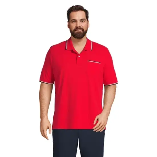Lands' End Men's Short Sleeve Comfort First Solid Mesh Polo With Pocket image {10}