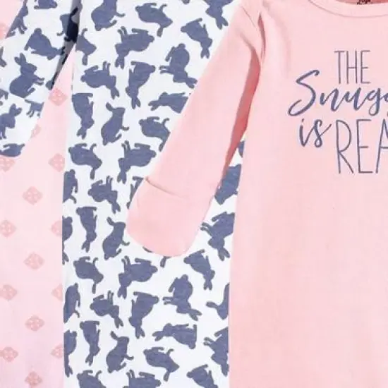 Yoga Sprout Baby Girl Cotton Long-Sleeve Gowns 3pk, Snuggle Bunny image {2}