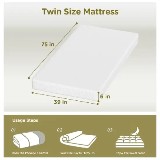 BestMassage 6 Inch Mattress Gel Memory Foam Mattress Medium Firmness Mattresses for Cool Sleep & Pressure Relief CertiPUR-US Certified image {6}