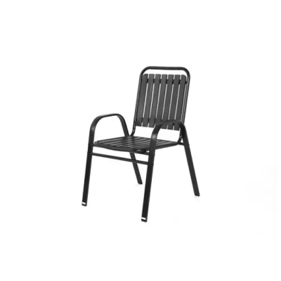 SKRAN Outdoor Dining Set for 6, 7-Piece Patio Dining Furniture, Steel Table and 6 Plastic Chairs Bistro Table Set for Backyard Balcony Garden image {6}