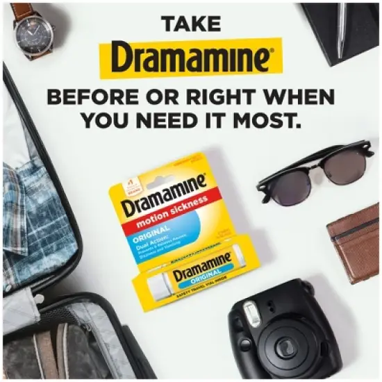 Dramamine Original Formula Motion Sickness Relief Tablets for Nausea, Dizziness & Vomiting - 12ct image {3}
