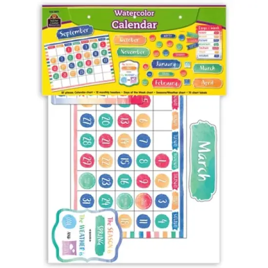 Teacher Created Resources&reg; Watercolor Calendar Bulletin Board Display Set image {1}