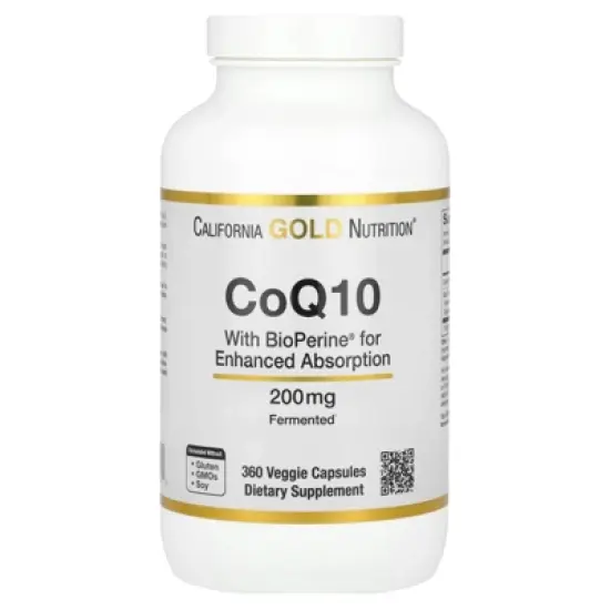 California Gold Nutrition CoQ10 with Bioperine&reg; Black Pepper Extract, 200 mg, 360 Veggie Capsules image {5}