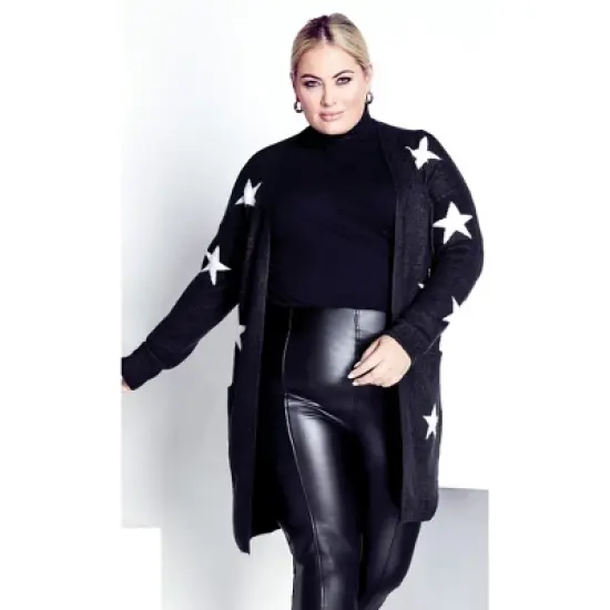 Women's Plus Size Starry Cardigan - charcoal marle | EVANS image {5}