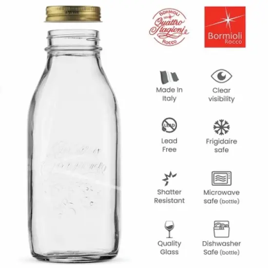 Bormioli Rocco Quattro Stagioni Bottles - 33.75 Oz Glass Jars with Airtight Twist Lids for Pantry Storage - Made in Italy (Set of 2) image {2}