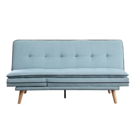 72" Savilla Sectional Sofa Blue Linen/Oak Finish - Acme Furniture image {8}
