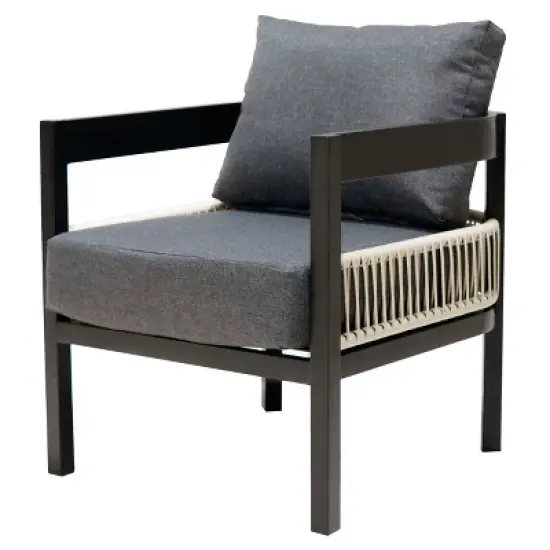 4-Piece Patio Set Outdoor Sofa Set with 1 Table, 1 Loveseat and 2 Single Chairs, Beige/Gray/Dark Blue-ModernLuxe image {8}