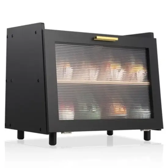 Rustic Black Bamboo Bread Box &ndash; 2-tier Freshness Keeper with Clear View Door & Elevated Design &ndash; Farmhouse Kitchen Organizer image {7}