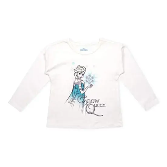 Disney Girl's 3-Pack Frozen Snow Queen Long Sleeve Graphic Tee, Snowflake Patterned Leggings and Quilted Hoodie Vest for Toddler image {3}