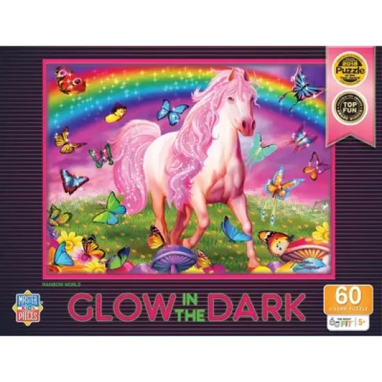 MasterPieces 60 Piece Glow in the Dark Puzzle - Rainbow World - 14"x19" image {1}