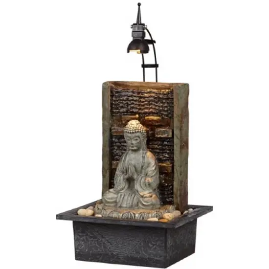 John Timberland Namaste Buddha Zen Waterfall Indoor Tabletop Water Fountain with LED Light 11 1/2" for Table Office Desk Home Bedroom Meditation image {2}