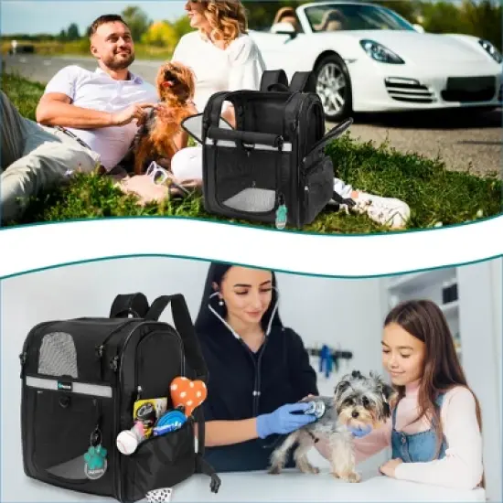 PetAmi Dog Backpack Carrier For Small Large Cat Pet Puppy, Ventilated Hiking Travel Bag, Airline Approved Safety Camping Biking image {6}
