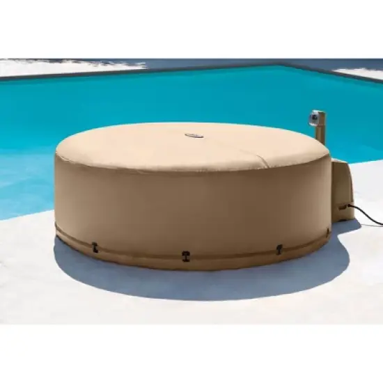 Intex PureSpa 28523E Energy Efficient 6.5-Foot Outdoor Spa Hot Tub Replacement Cover for 4 Person Round PureSpas, Tan (Cover Only) image {3}