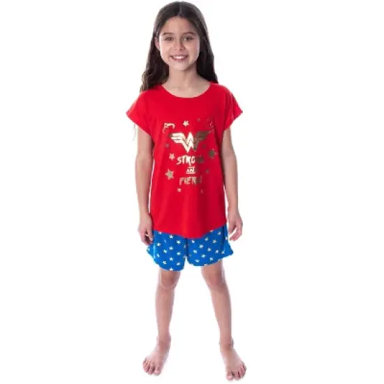 DC Comics Girls' Wonder Woman Strong and Fierce Shirt and Shorts Pajama Set Strong and Fierce image {4}