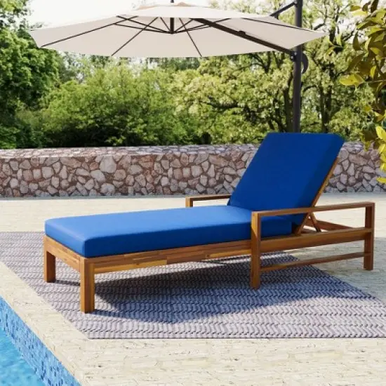 Wood Adjustable Backrest Outdoor Lounge Chair, Suitable for Gardens, Terraces and Poolside Areas image {8}