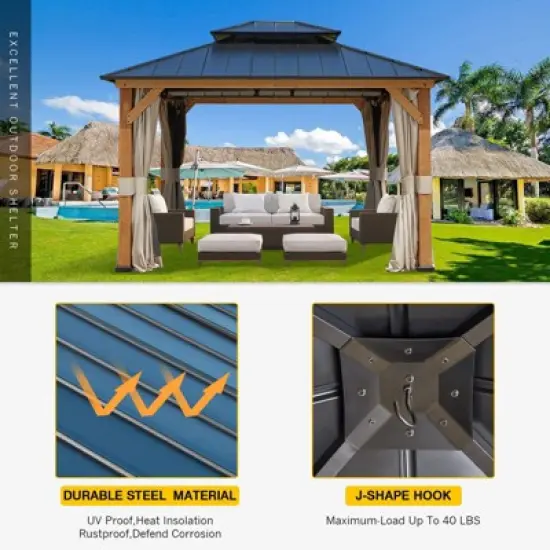 EROMMY 13 Ft. W x 11 Ft. D Patio Gazebo image {7}