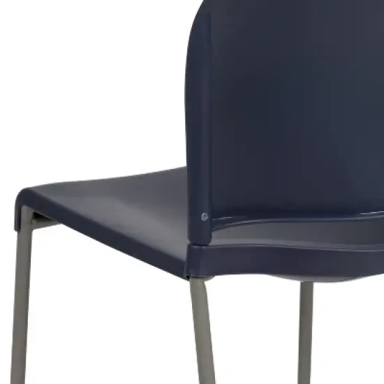 Flash Furniture HERCULES Series 880 lb. Capacity Navy Full Back Contoured Stack Chair with Gray Powder Coated Sled Base image {7}