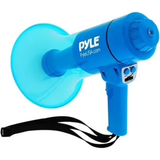 Pyle Megaphone Speaker with Built-in Siren & LED Lights - PMP67WLTB, 50W, Wireless Handheld PA System image {1}