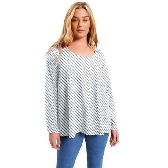 June + Vie by Roaman's Women&rsquo;s Plus Size Long-Sleeve Swing One + Only Tee image {6}