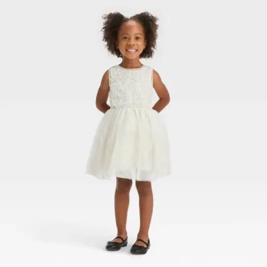 Toddler Girls' Rosette Tulle Dress - Cat & Jack&trade; Cream image {3}