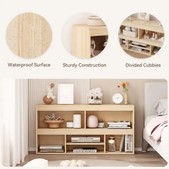 Toy Storage Organizer with 5 Cubes and Drawer/6 Cubes, Wooden Kids Bookshelf and Playhouse Cabinet, Toy Shelves for Playroom image {4}